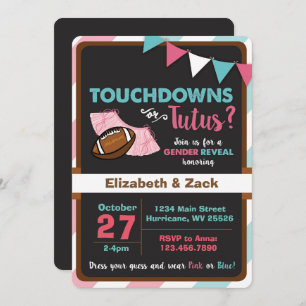 Touchdowns ou Tutus Gender Reveillez Invitation