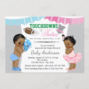 Touchdowns ou Tutus Gender Reveillez Invitations