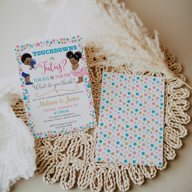 Touchdowns ou Tutus Genre Reveal Invitation (Créateur téléchargé)