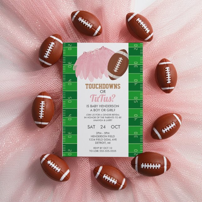 Touchdowns ou Tutus Genre Reveal Invitation (Touchdowns or Tutus Gender Reveal Invitation)