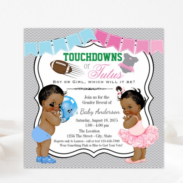 Touchdowns ou Tutus Genre Reveal Invitations (Créateur téléchargé)
