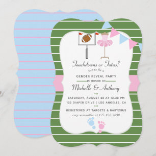 Touchdowns ou Tutus Genre Reveal Party Invitation