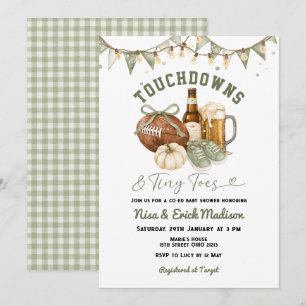 Touchdowns & Tiny Toes Football Baby Shower  Invitation