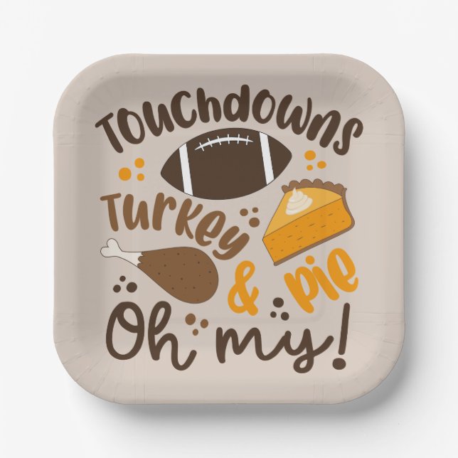 Touchdowns Turkey & Pie | Oh My Paper Plate (Front)