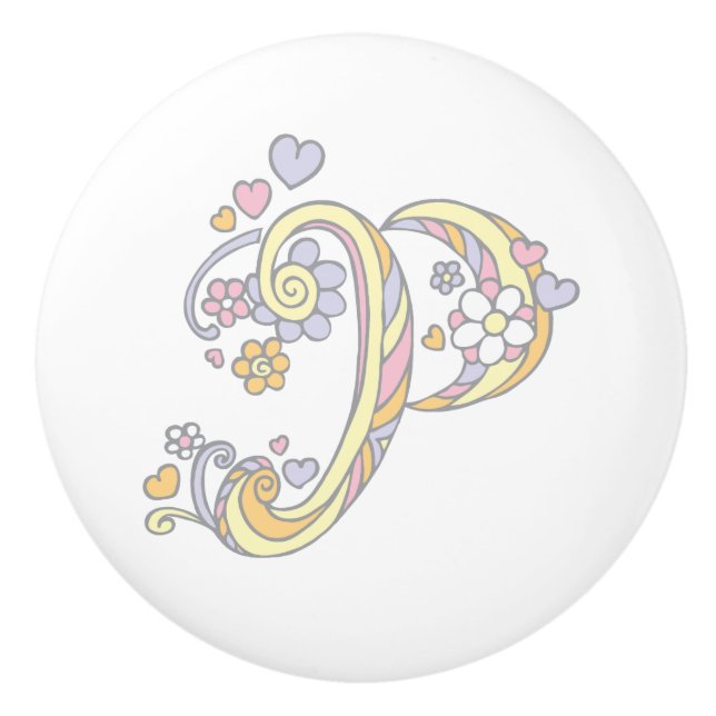 Touche de poignée monogramme P lettre décorative (Devant)