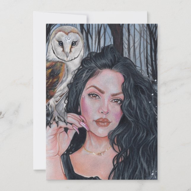 Touché par la fille magique hibou Carte de remerci (Devant)