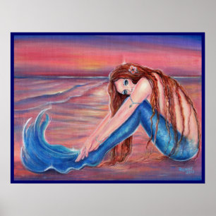 Touched by the Sun mermaid poster By Renee Lavoie