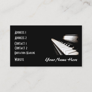 Touches de piano Carte de visite noir et blanc