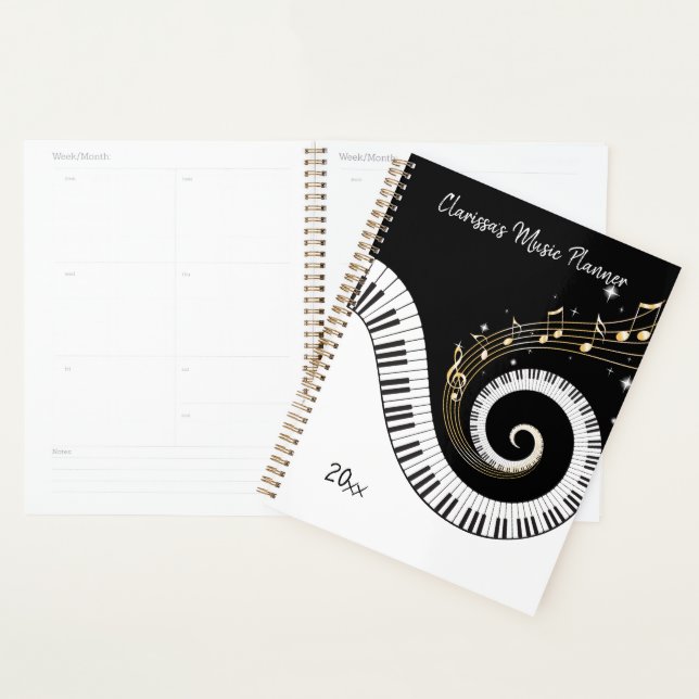 Touches de piano et notes de musique d'or (Devant avec enveloppe)