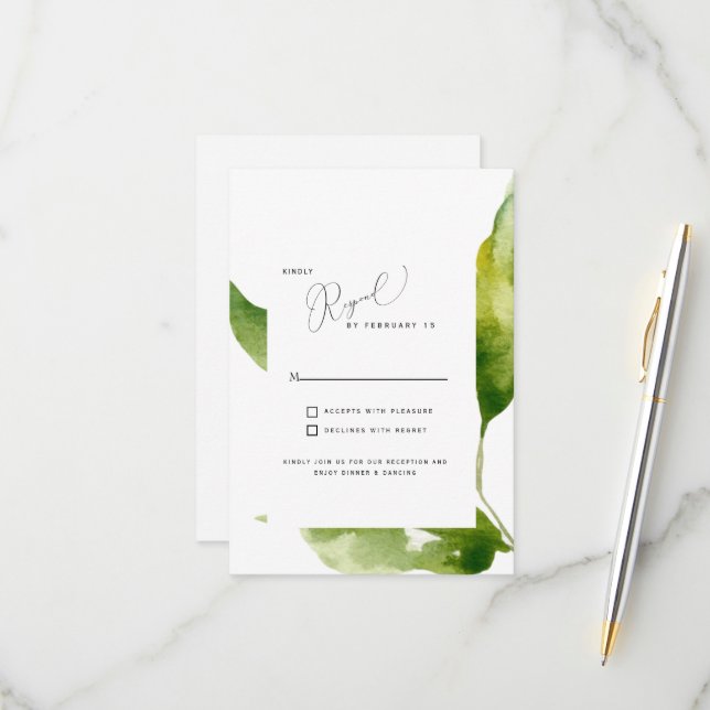 Touches of Spring Foliage RSVP Card (Front/Back In Situ)