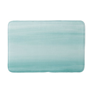 Touching Aqua Blue Watercolor Abstract #2 Bath Mat