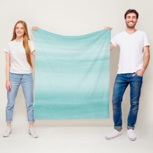 Touching Aqua Blue Watercolor Abstract #2 Fleece Blanket