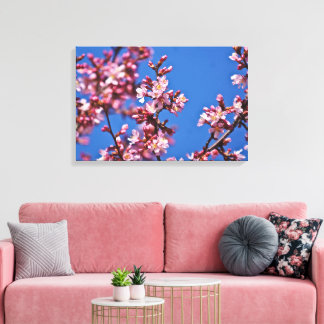 Touching Blue Japanese Cherry Blossoms Canvas Print
