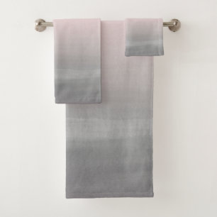 Touching Blush Grey Watercolor Abstract #4 Bath Towel Set