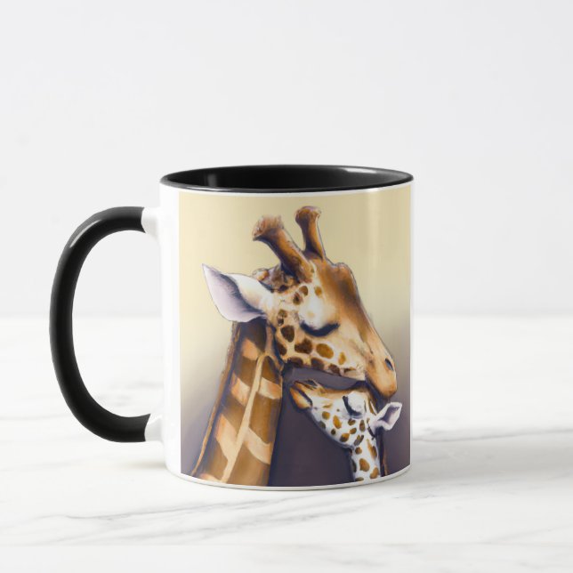 Touching Moment Between Mother Giraffe & Calf Mug (Left)