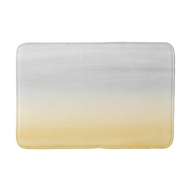 Touching Yellow Gray Watercolor Abstract #1 Bath Mat (Front)