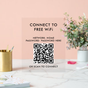 Touchless Menu QR Code Connect WiFi Acrylic Sign