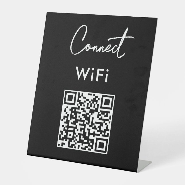 Touchless Menu QR Connect WiFi Black Pedestal Sign (Front)