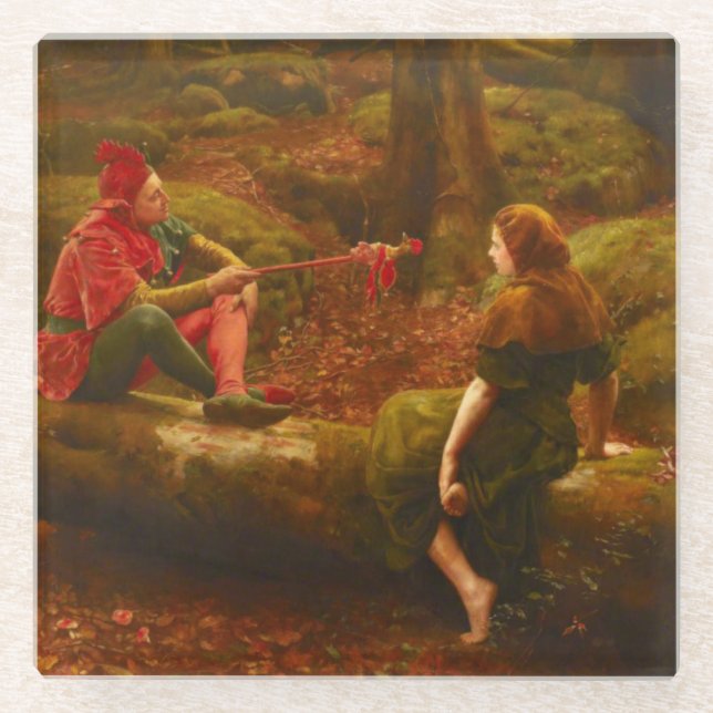 Touchstone and Audrey (by John Collier) Glass Coaster (Front)