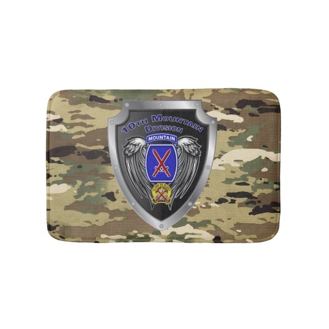 Tough 10th Mountain Division “Climb To Glory” Bath Mat (Front)