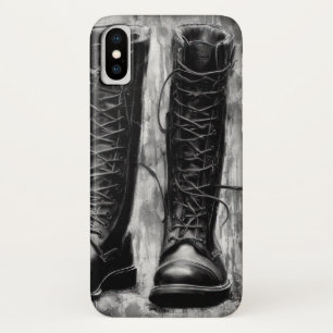 Tough Biker Black Lace Up Boots Drawing Case-Mate iPhone Case