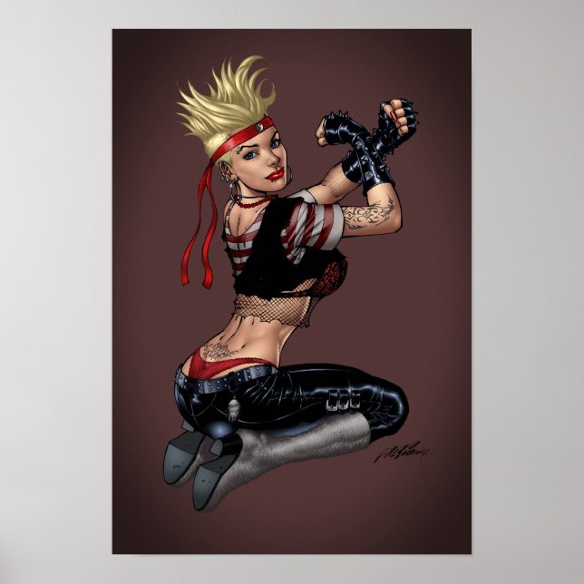 Tough Blonde Punk Girl - Ready To Fight by Al Rio Poster (Front)