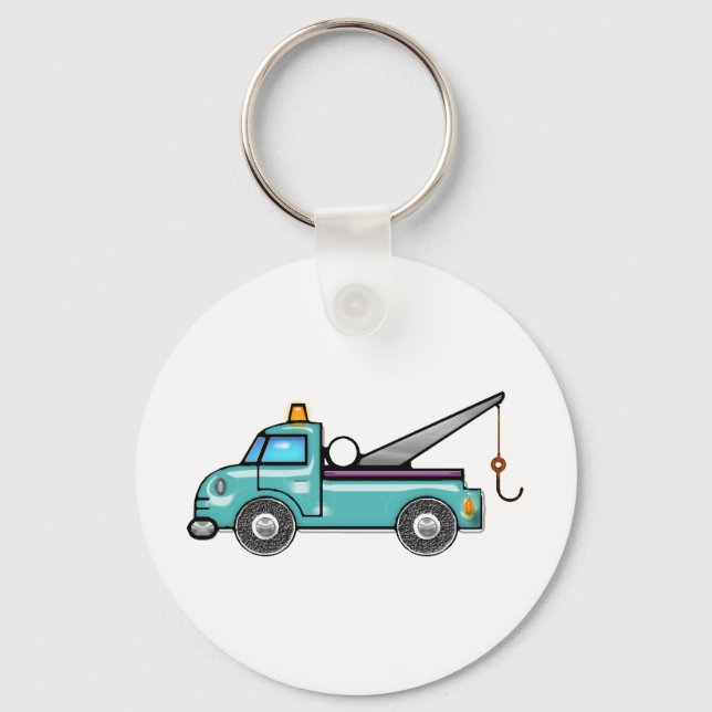 Tough Blue Tow Truck Keychain (Front)