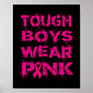 Tough Boys Wear Pink Breast Cancer Awareness Kids  Poster