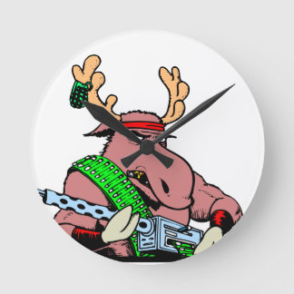 Tough Bull Moose Rambo Machine Gun Round Clock