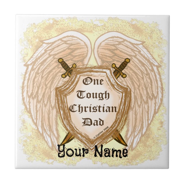 Tough Christian Dad  Tile (Front)