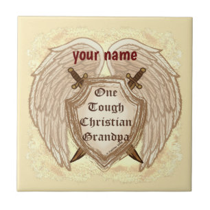 Tough Christian Grandpa custom name  Tile