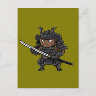 Tough Coconut Samurai Guardian Katana Illustration Postcard