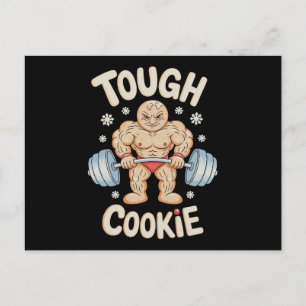 Tough Cookie Gym Workout Gingerbread Christmas Holiday Postcard