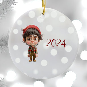 Tough Day Christmas Elf Ceramic Ornament