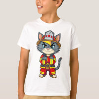 Tough Firefighter Cat – 90s Cartoon Style
