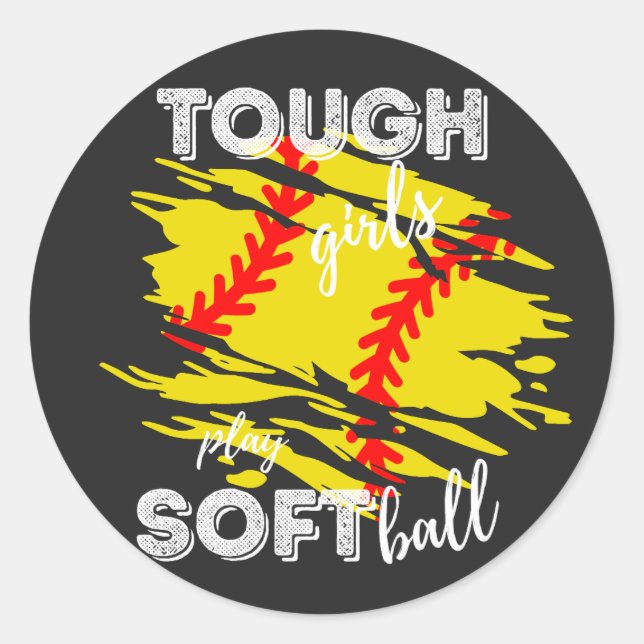 Tough girls play softball sticker (Front)