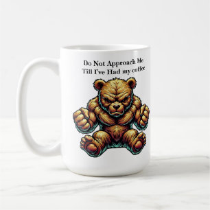 Tough Guy Angry Muscular Teddy bear colour art Coffee Mug