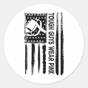 Tough Guys Wear Pink Breast Cancer Footll American Classic Round Sticker