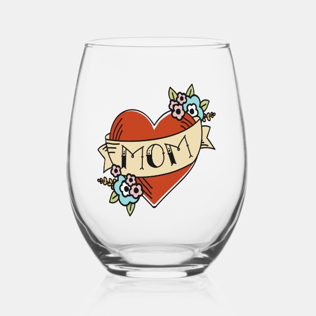 Tough Mom Stemless Wine Glass (Front)
