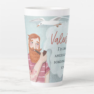 Tough pink Sea Sailor Valentine's Day Latte Mug