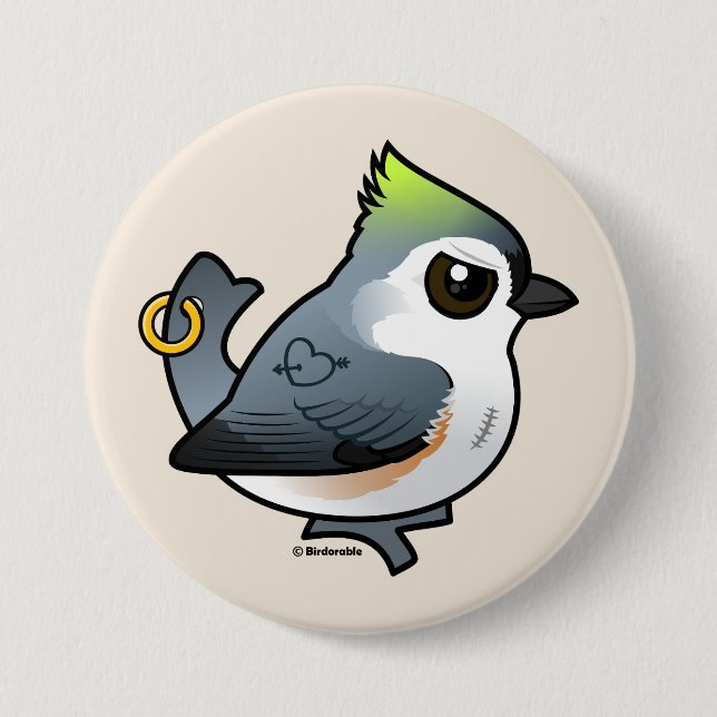 Tough Titmouse 3 Inch Round Button (Front)
