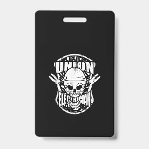Tough Union Electrician Skull Gift Badge