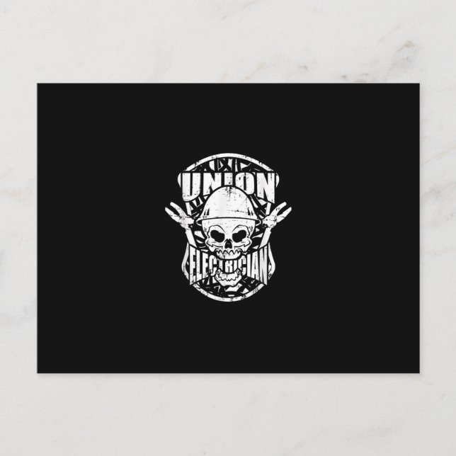 Tough Union Electrician Skull Gift Postcard (Front)