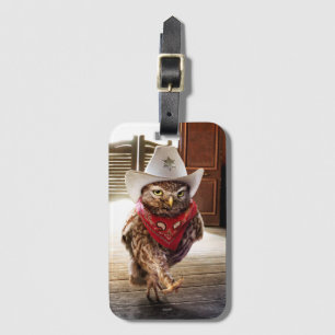 Tough Western Sheriff Owl with Attitude & Swagger Luggage Tag