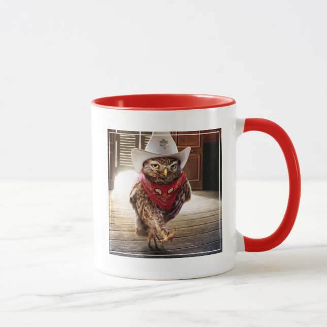 Tough Western Sheriff Owl with Attitude & Swagger Mug (Right)