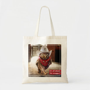 Tough Western Sheriff Owl with Attitude & Swagger Tote Bag