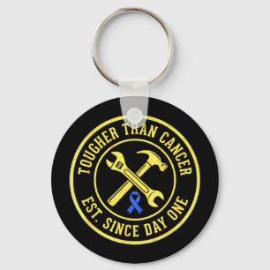 Tougher than cancer blue ribbon mechanic  keychain