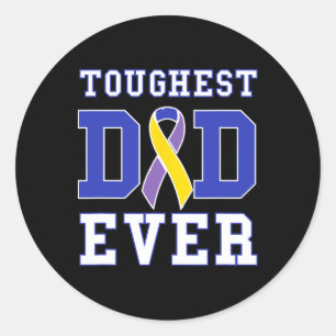 Toughest Dad Ever - Bladder Cancer Awareness Ribbo Classic Round Sticker