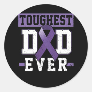 Toughest Dad Ever Esophageal Cancer Awareness Ribb Classic Round Sticker