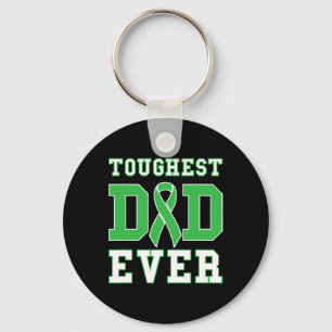 Toughest Dad Ever - Kidney Disease Green Awareness Keychain